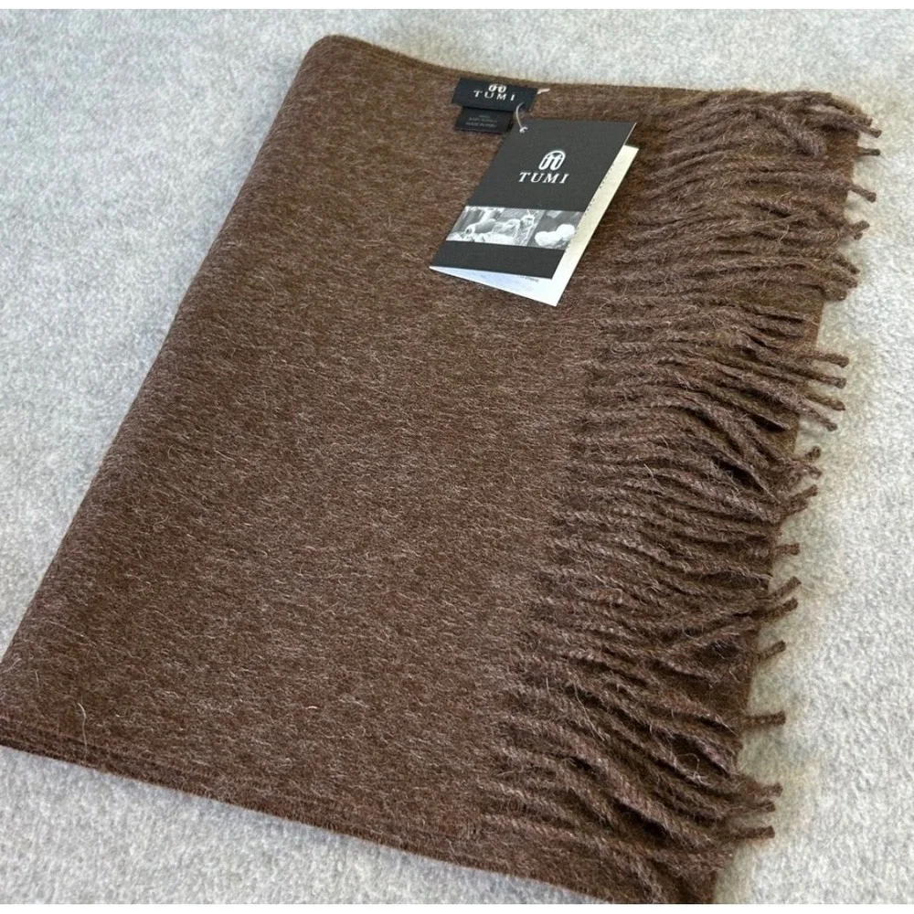 TUMI 100% Baby Alpaca Scarf Brown Unisex Luxury Soft Warm Peru Made Gift Ready‎